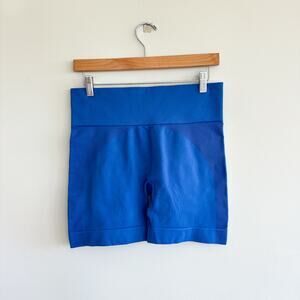 SET Sculptflex Pull On Lightweight High Rise Activewear Shorts Blue XL